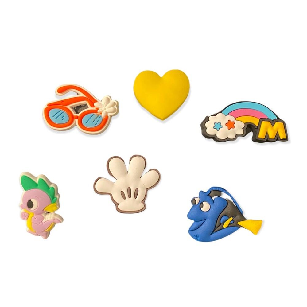 Shoe Charms Decorations Assorted Rainbow Heart Dori Set of 6